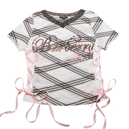 reworked Burberry ribbon T-shirt