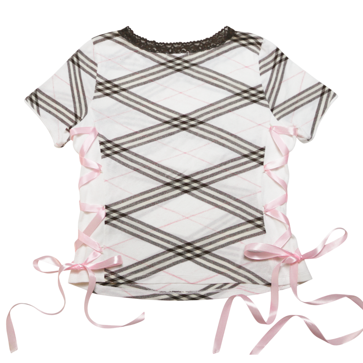 reworked Burberry ribbon T-shirt