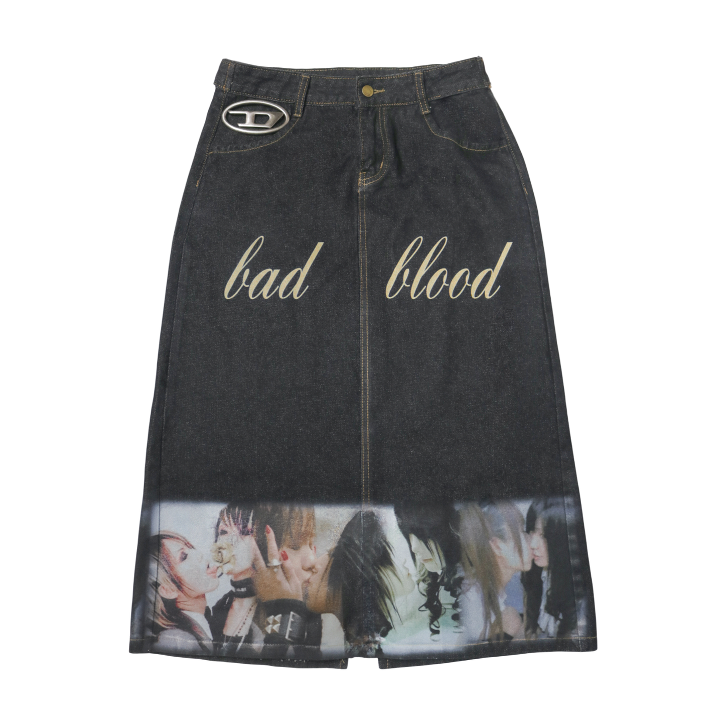 reworked Diesel denim skirt