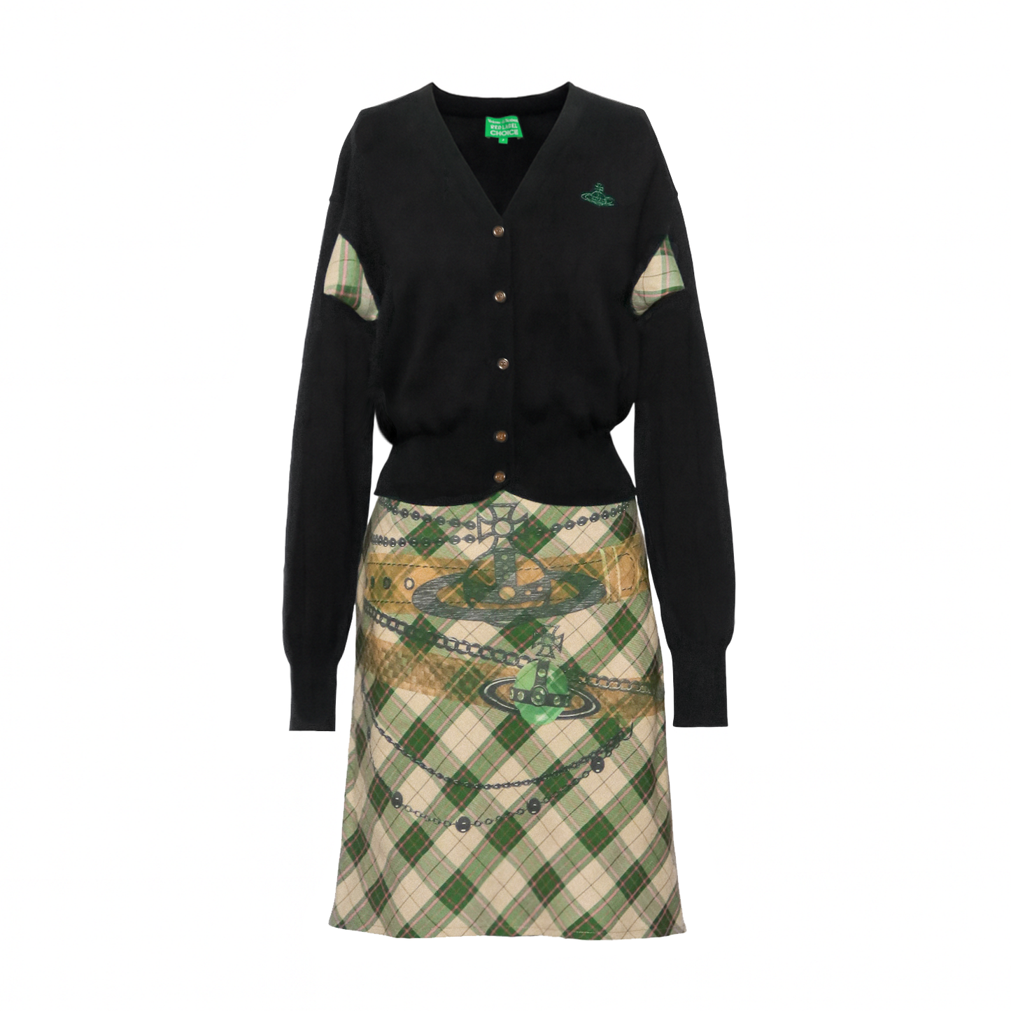 reworked Vivienne Westwood cardigan and skirt set