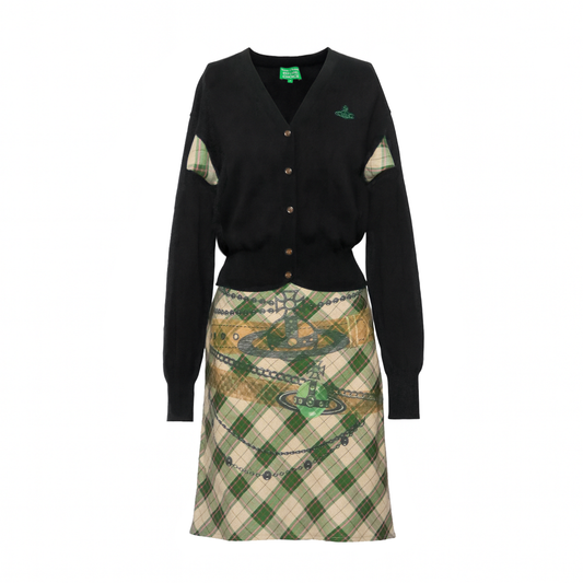 reworked Vivienne Westwood cardigan and skirt set