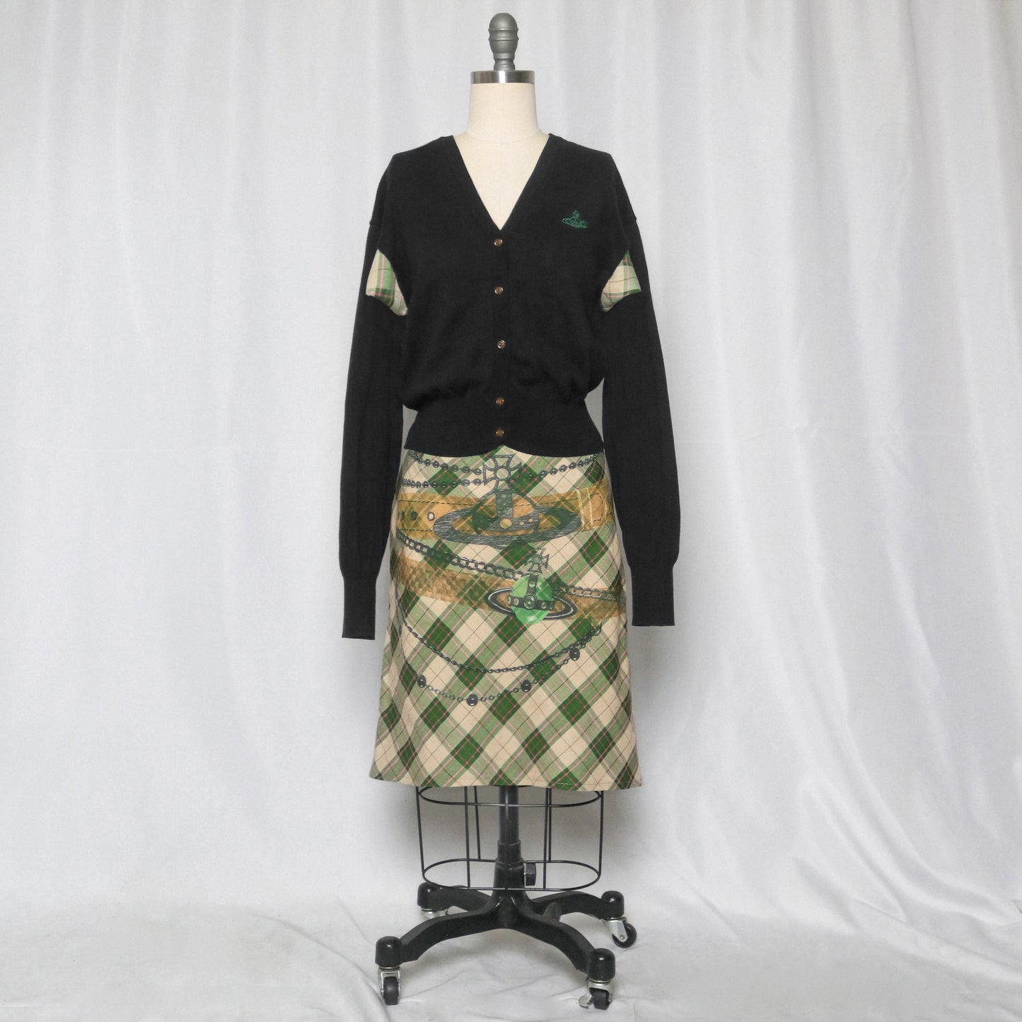 reworked Vivienne Westwood cardigan and skirt set