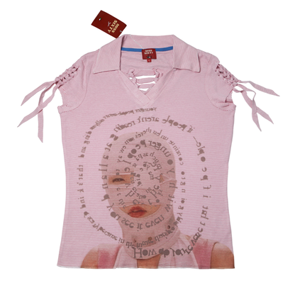 reworked Miss Sixty striped knit polo