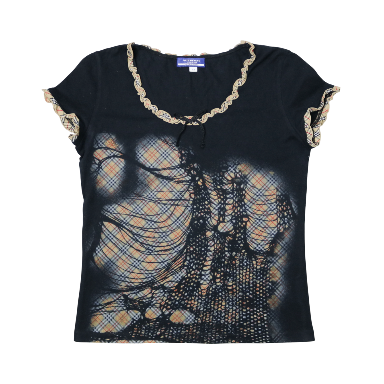 reworked Burberry nova check print top