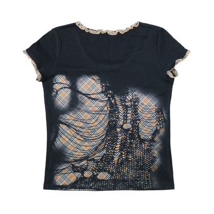 reworked Burberry nova check print top