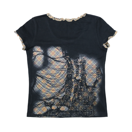 reworked Burberry nova check print top