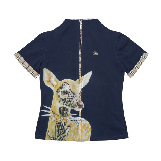 reworked Burberry zip up top