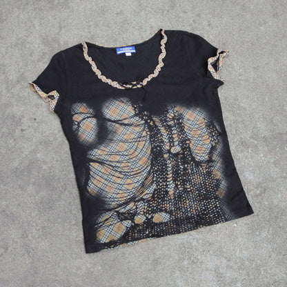 reworked Burberry nova check print top