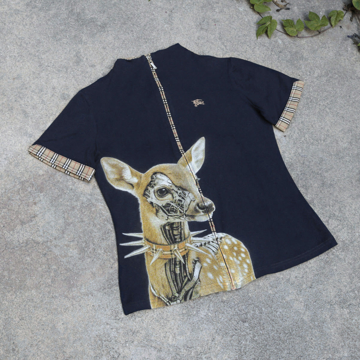 reworked Burberry zip up top