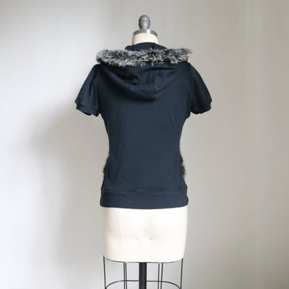 reworked Burberry fur trim zip hoodie - Size 38