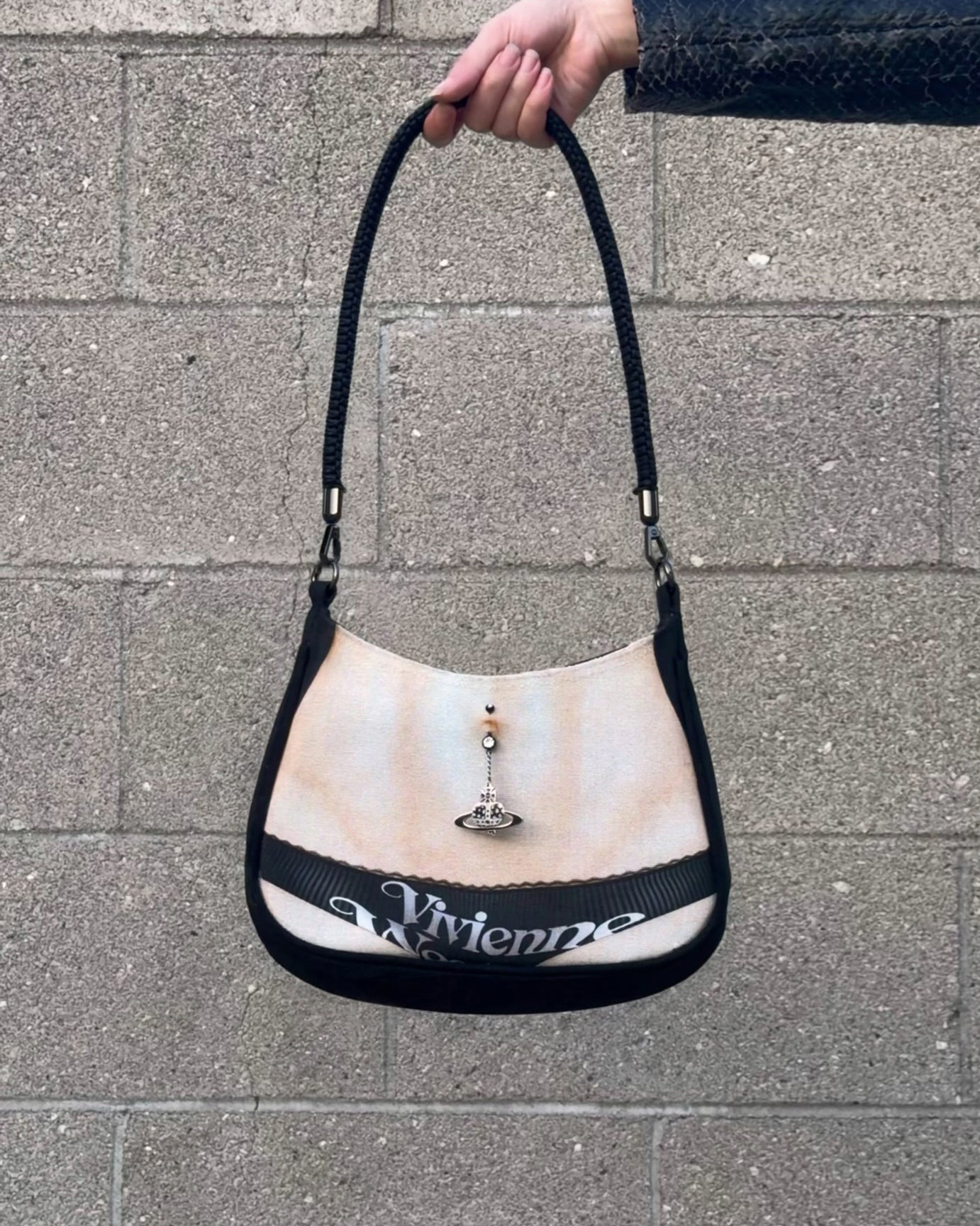 1 of 1 pierced torso print baguette bag
