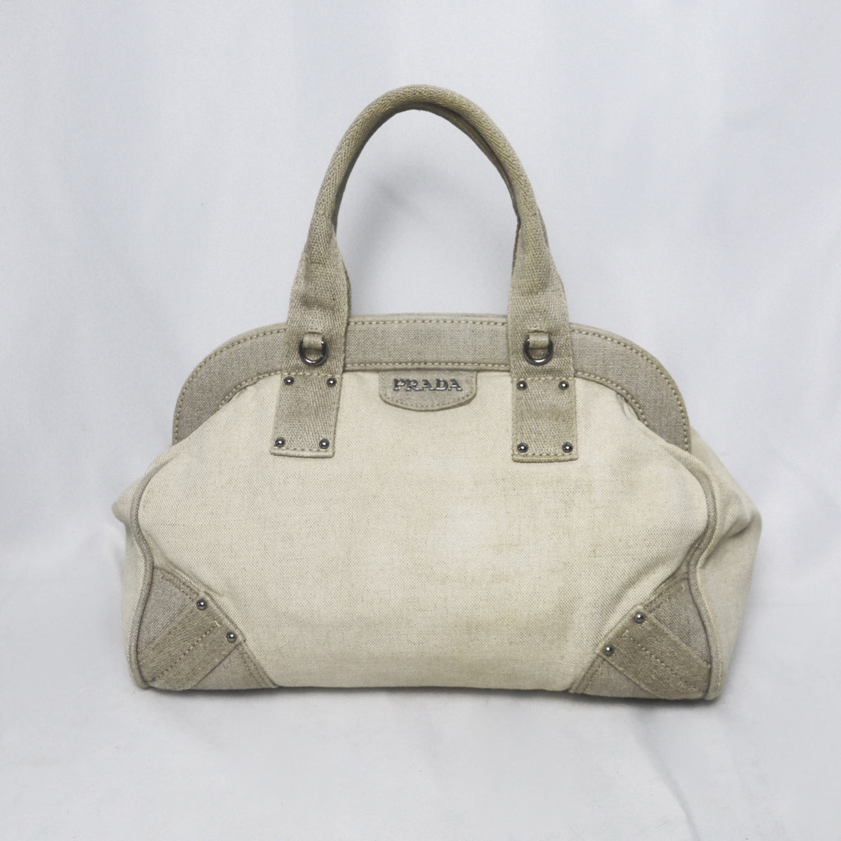 Prada canvas frame bowling bag