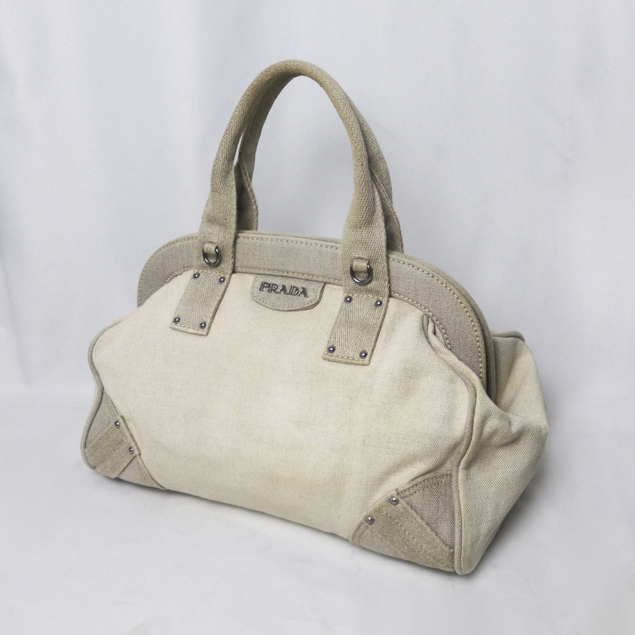 Prada canvas frame bowling bag