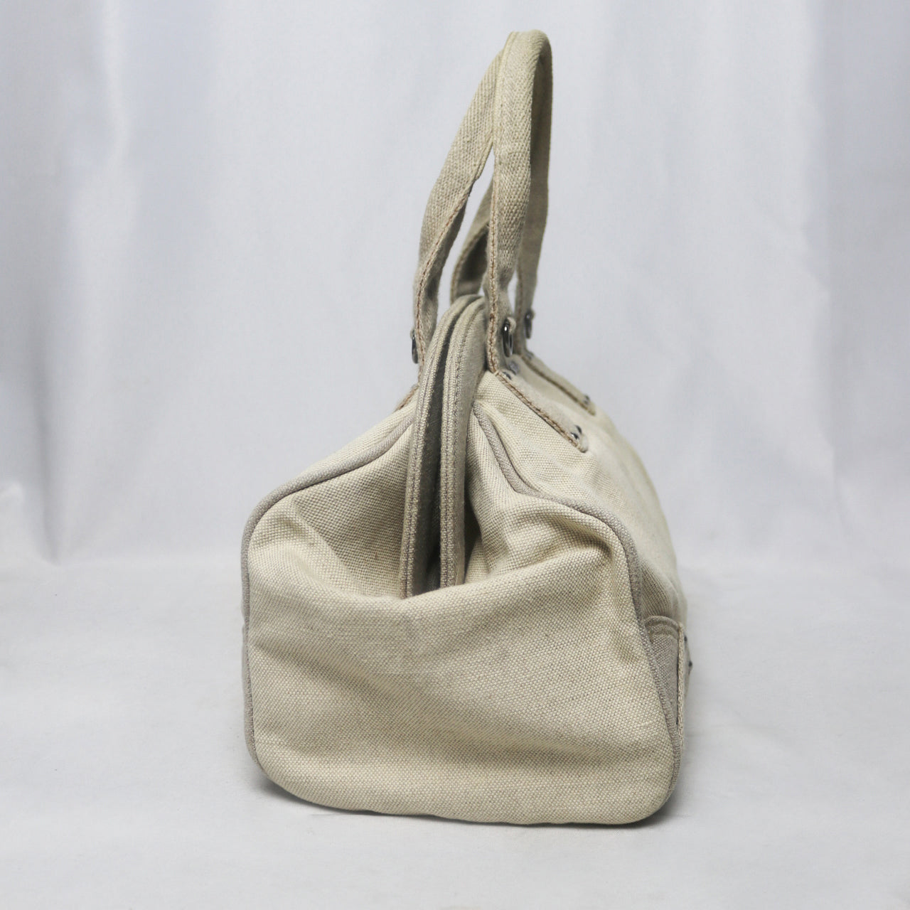 Prada canvas frame bowling bag
