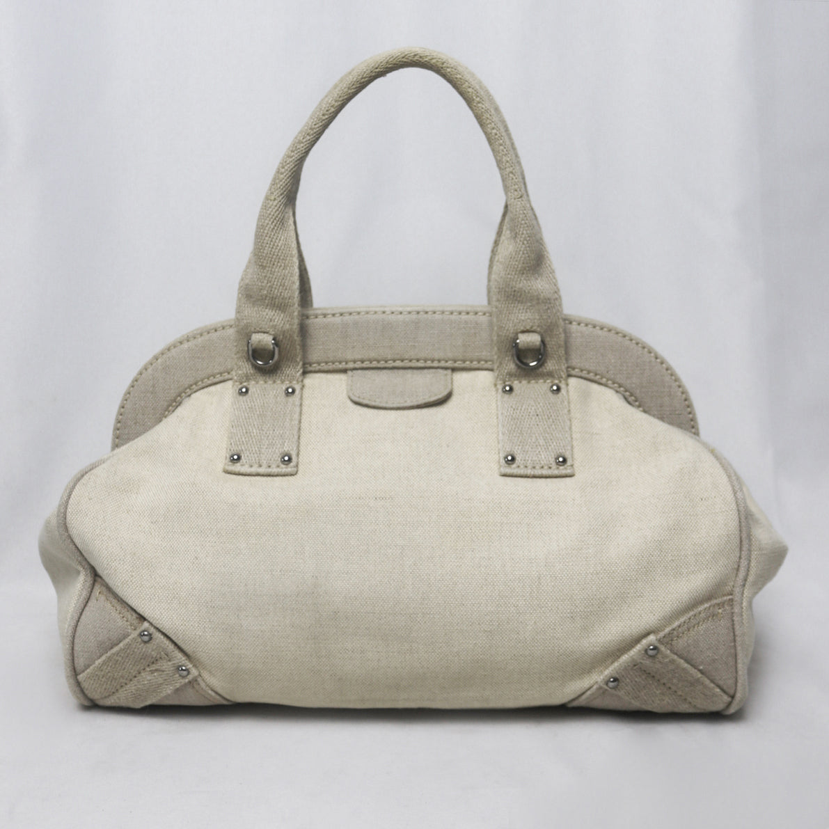 Prada canvas frame bowling bag