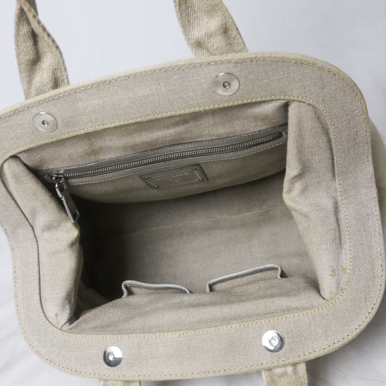 Prada canvas frame bowling bag
