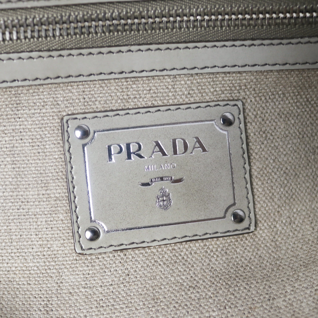 Prada canvas frame bowling bag