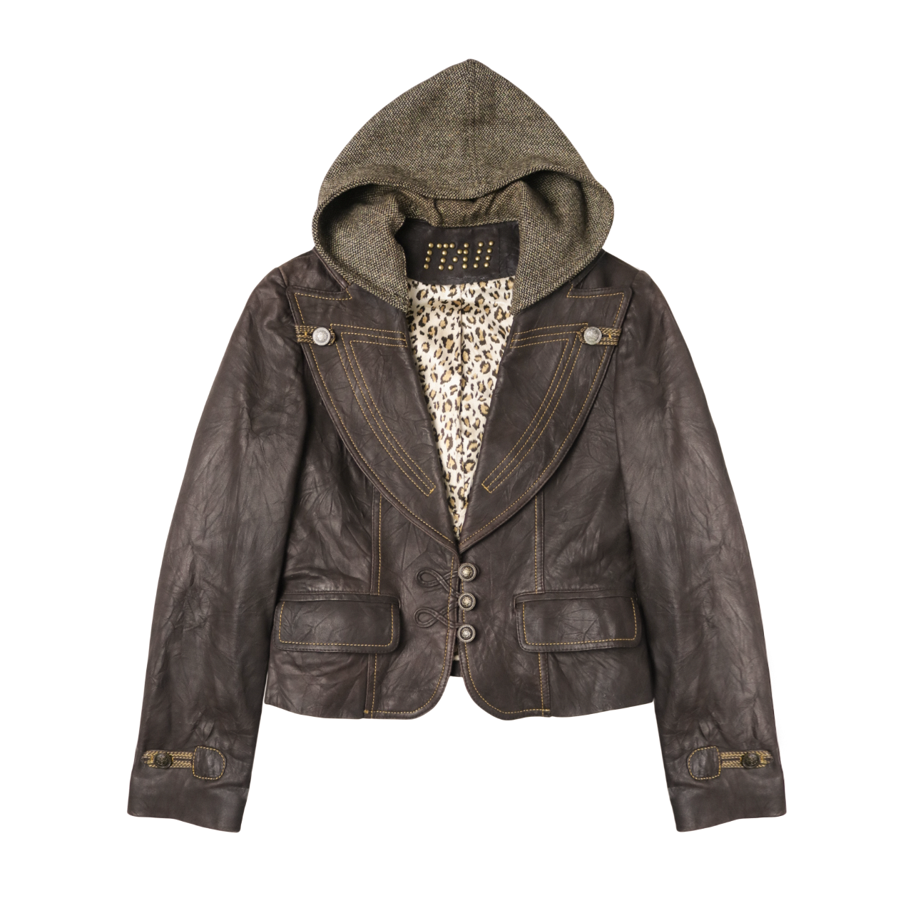 reworked veg tan leather jacket - Size M