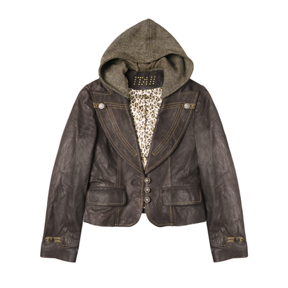 reworked veg tan leather jacket - Size M