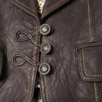 reworked veg tan leather jacket - Size M
