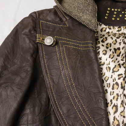 reworked veg tan leather jacket - Size M