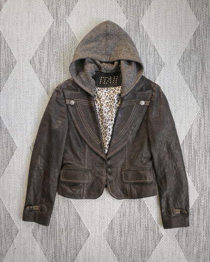 reworked veg tan leather jacket - Size M