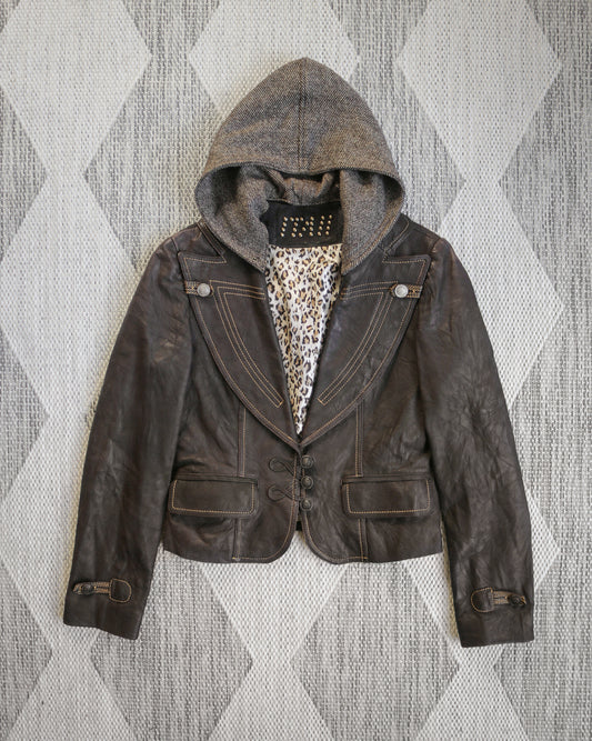 reworked veg tan leather jacket - Size M