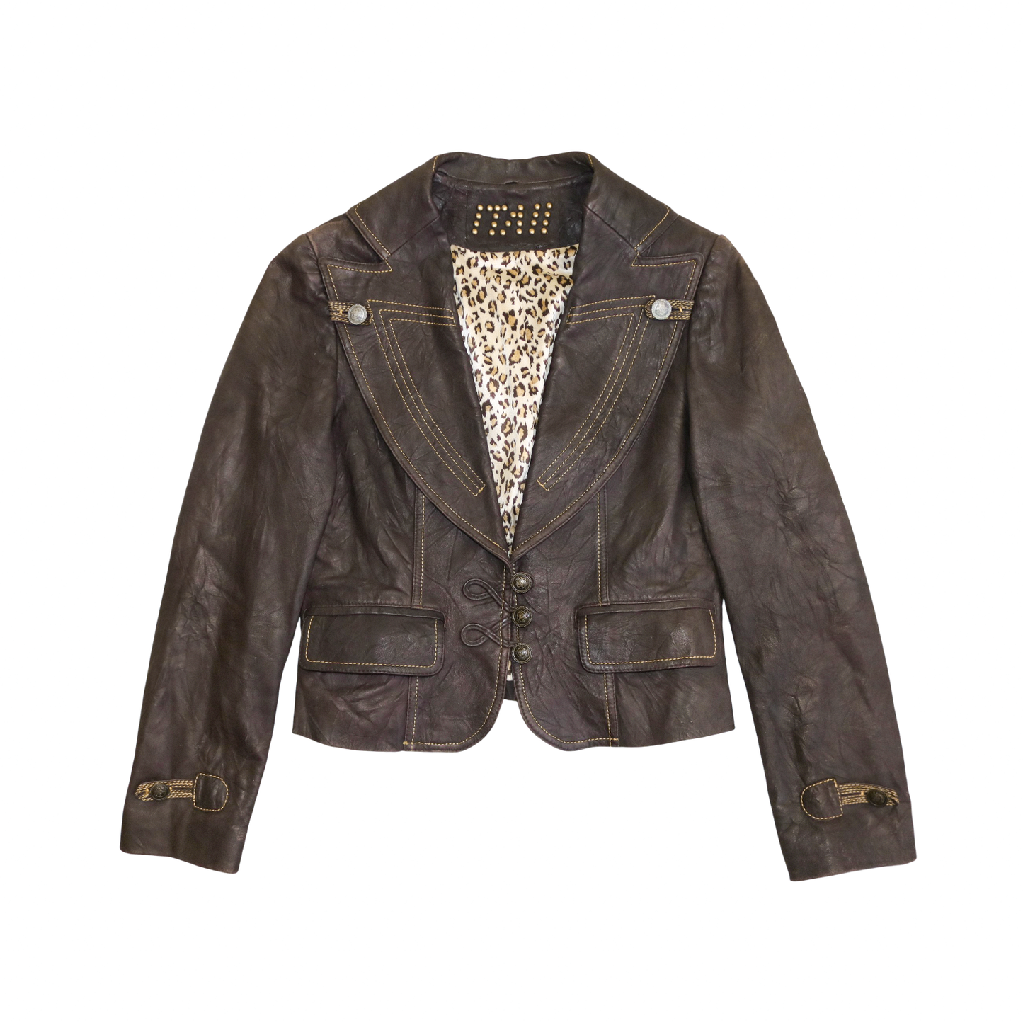 reworked veg tan leather jacket - Size M