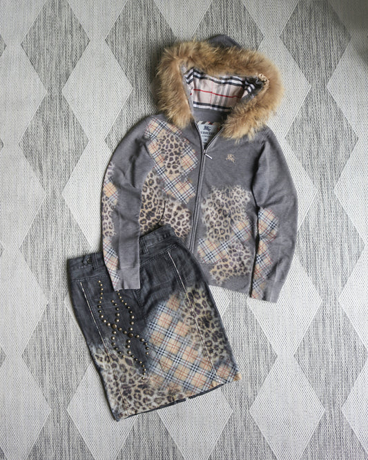 reworked Burberry hoodie and skirt set - Size S/M