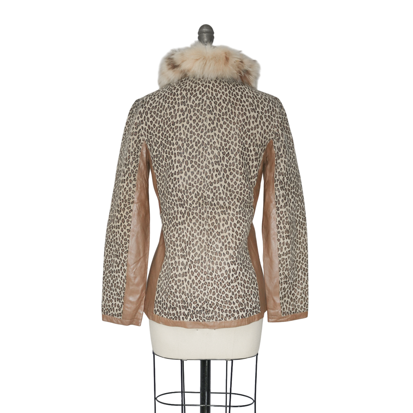 reworked leopard print leather jacket - Size S