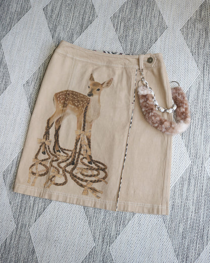 reworked Burberry fur charm midi skirt