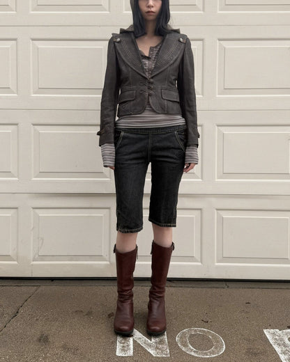 reworked veg tan leather jacket - Size M