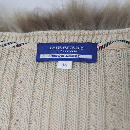 reworked Burberry fox fur collar cardigan