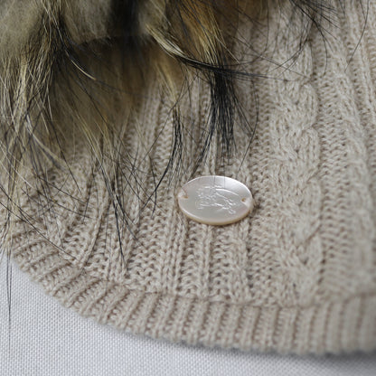 reworked Burberry fox fur collar cardigan