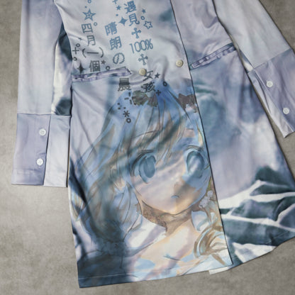 wave print lace back trench coat