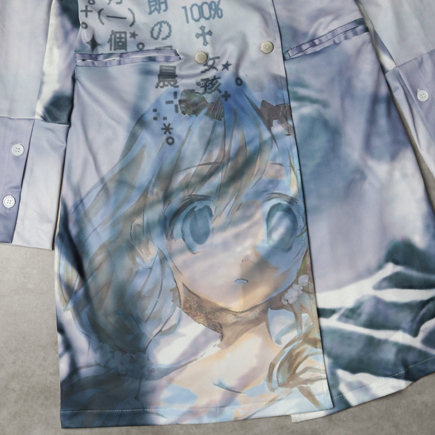 wave print lace back trench coat