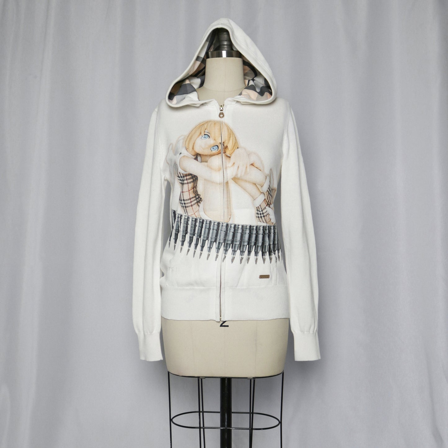 reworked Burberry knit hoodie - Size 38