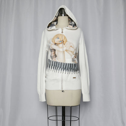 reworked Burberry knit hoodie - Size 38