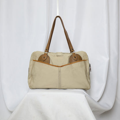 Miu Miu 2002 runway leather trim canvas bag