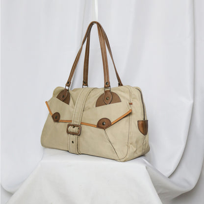 Miu Miu 2002 runway leather trim canvas bag