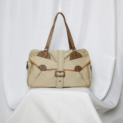 Miu Miu 2002 runway leather trim canvas bag