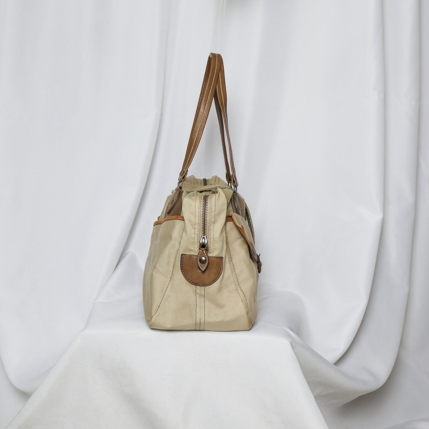 Miu Miu 2002 runway leather trim canvas bag