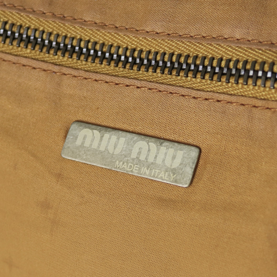 Miu Miu 2002 runway leather trim canvas bag