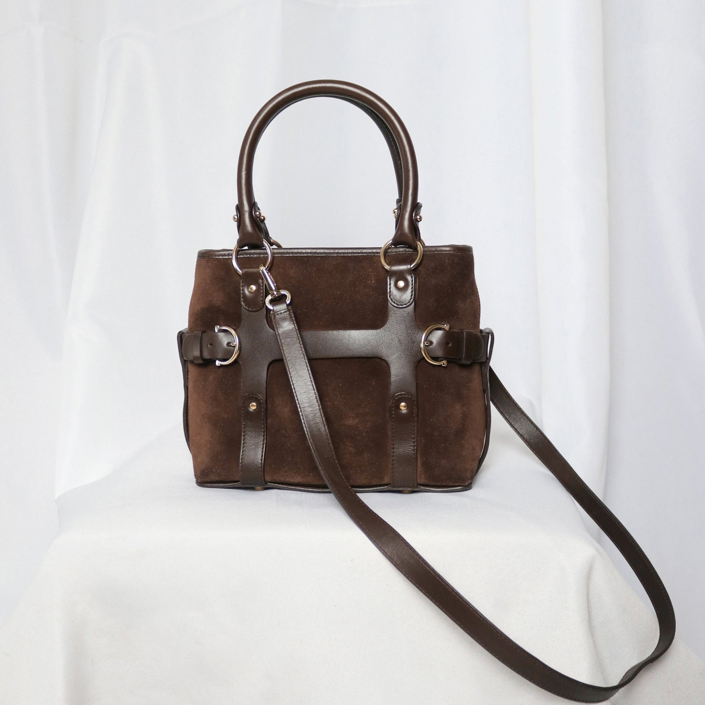Salvatore Ferragamo bondage suede bag