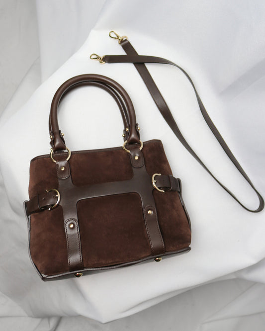 Salvatore Ferragamo bondage suede bag
