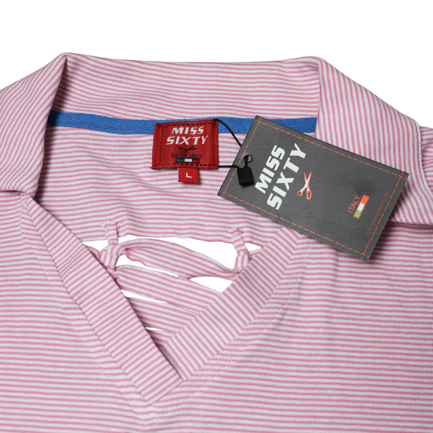 reworked Miss Sixty striped knit polo - Size M