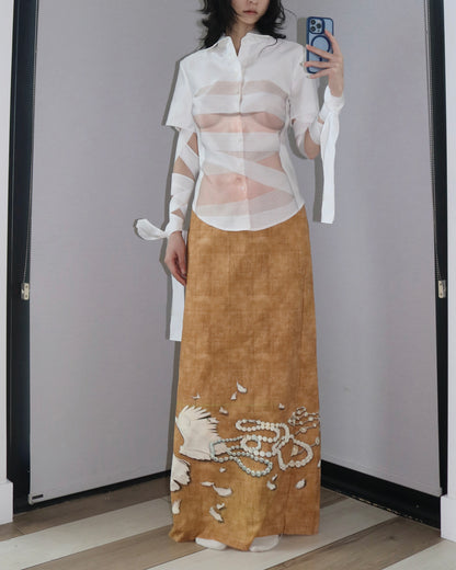 woodgrain maxi skirt