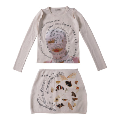 cut out knit skirt set