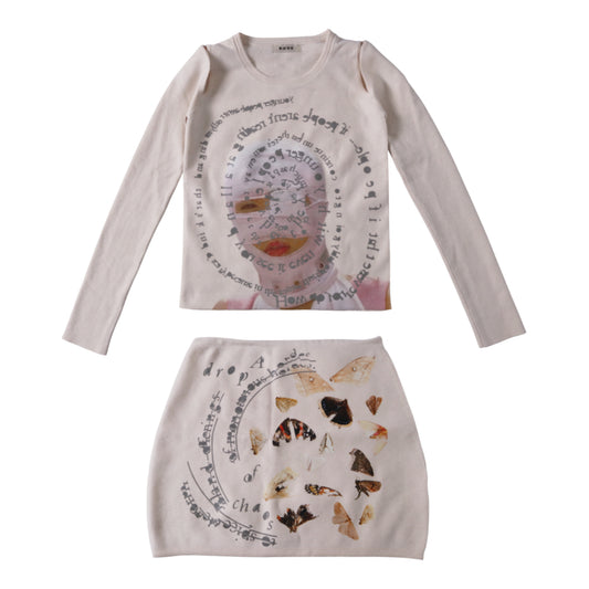 cut out knit skirt set