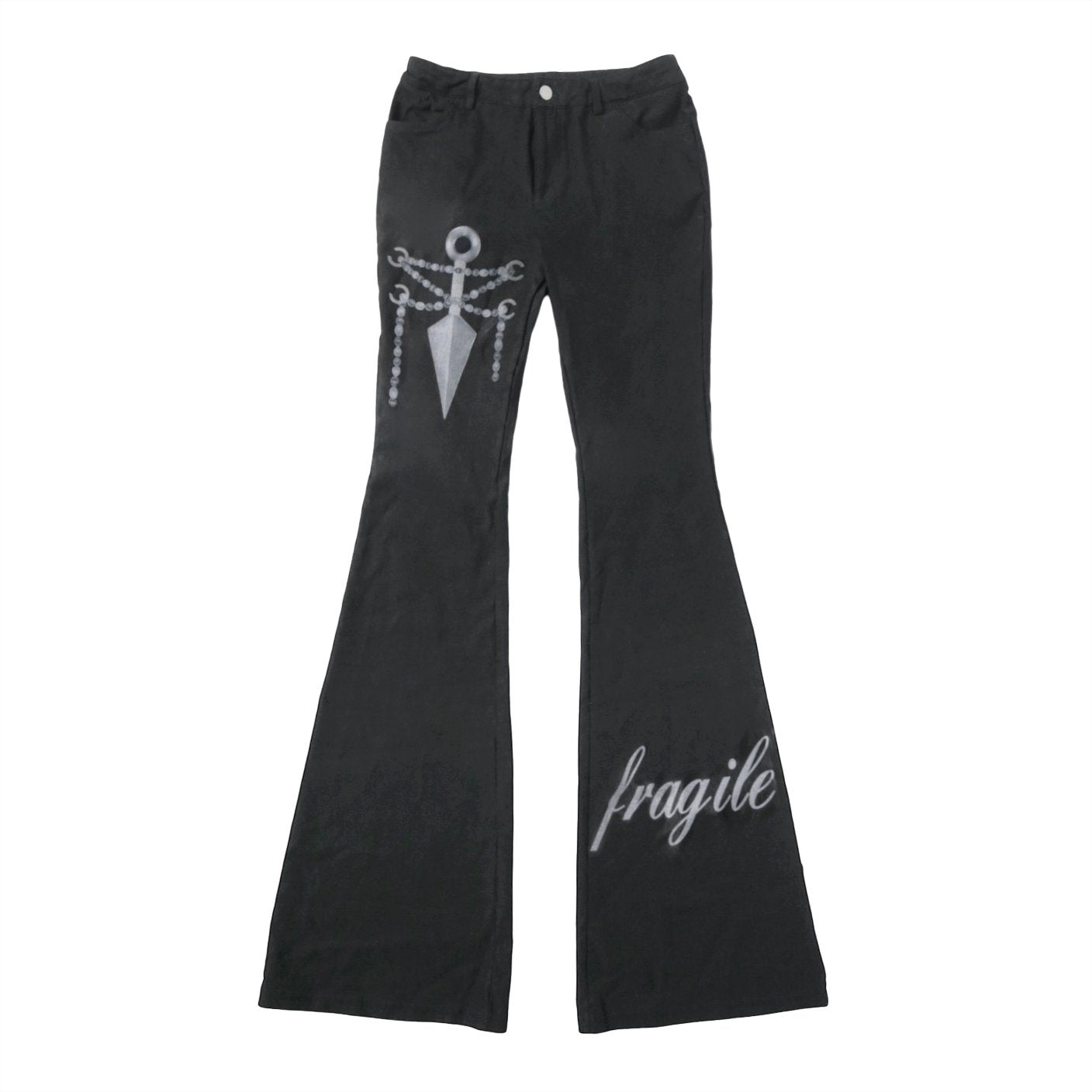 kunai graphic print flare pants